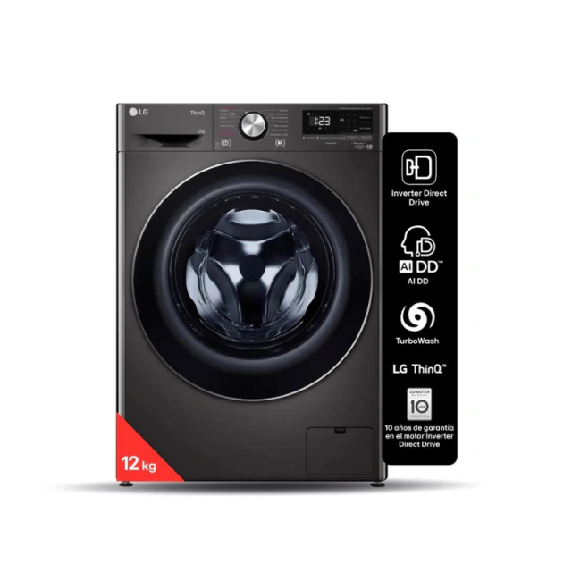 Lavarropas Inverter LG 12kg Ai Dd 1400rpm Black Wm12bvc4s6 Grafito