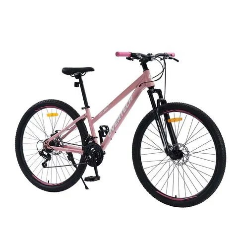 Bicicleta Mtb Overtech Q5 Lady R29, 21V con Shimano, Freno a Disco, Con suspensión, Rosa Mate/Blanco XS