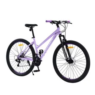 Bicicleta Mtb Overtech Q5 Lady R29, 21V con Shimano, Freno a Disco, Con suspensión, Purpura/Blanco S