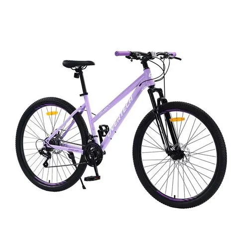 Bicicleta Mtb Overtech Q5 Lady R29, 21V con Shimano, Freno a Disco, Con suspensión, Purpura/Blanco S