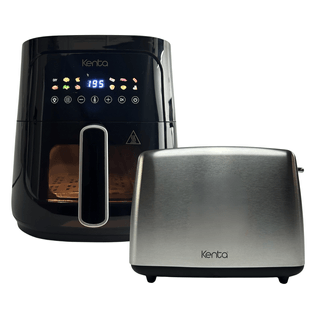 Freidora De Aire Airfryer 8l + Tostadora 6 Niveles Kenta Negro