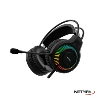Auricular c/microfono Netmak -GAMER -doble 3.5mm +usb Negro