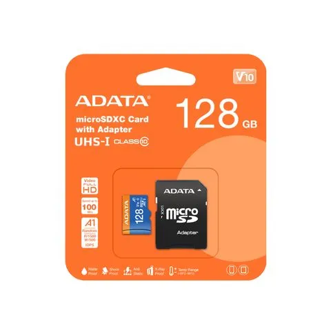 Tarjeta De Memoria MicroSD ADATA 128GB UHS-I Clase 10 AUSDX128GUICL10A1-RA1