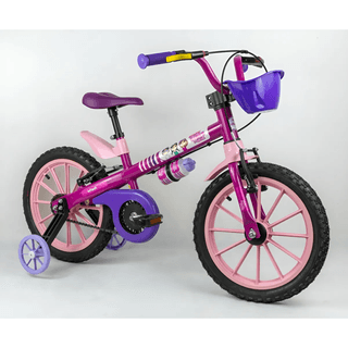 Bicicleta Infanti Con Canasto R16 Rosa Con Violeta 3505