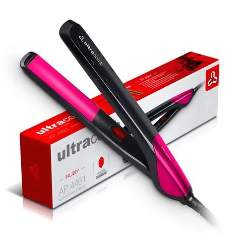 Planchita de Pelo AP-4401 Ultracomb 220V Negro y Fucsia