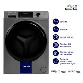 Drean Lavasecarropas Carga Frontal Ecoinverter 8 Kg Gris Drean LSCDR0805SG0