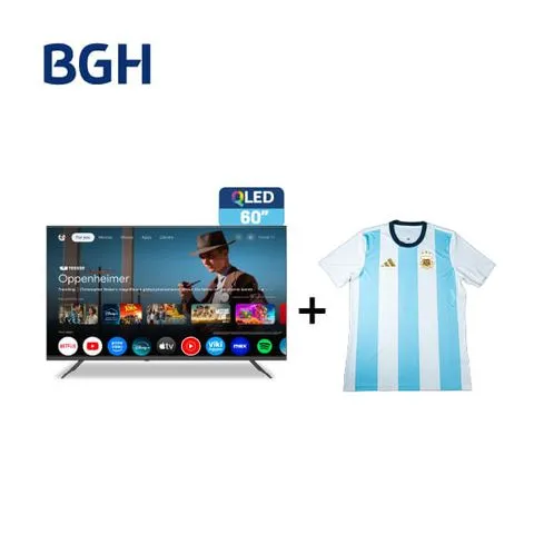 Combo Smart TV BGH 60" QLED 4K Google TV B6026US7G + Camiseta BGH adidas Talle L
