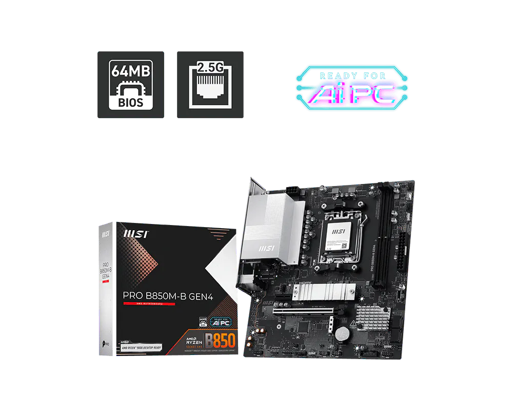 Motherboard Msi Pro B850m-b Gen4 Am5 Ddr5 Box M-atx