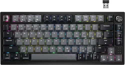 Teclado Mecanico Corsair K65 PLUS 75% Wireless 2.4Ghz Bluetooth 1ms Switch MLX Red RGB 266Hs