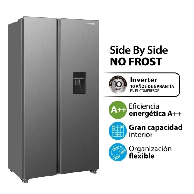 Heladera Kohinoor Side by Side No Frost Inverter 469 L Acero Inox - KHSA47NI/9