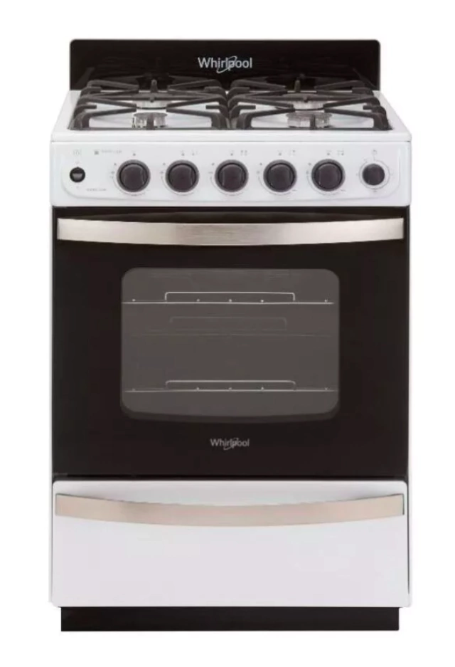 Cocina Whirlpool WFB57DI multigas 4 hornallas blanca 220V puerta con visor 60L