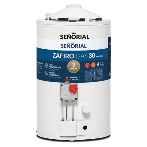 Termotanque Señorial TSZ30 Zafiro 30L MG Pie/Colgar Alta Recuperación Conexión Inferior y Superior