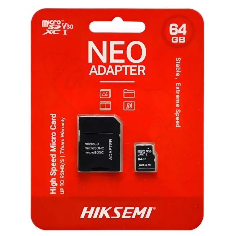 MEMORIA MICRO SD 64GB HIKSEMI NEO CLASE 10 ADAPTADOR