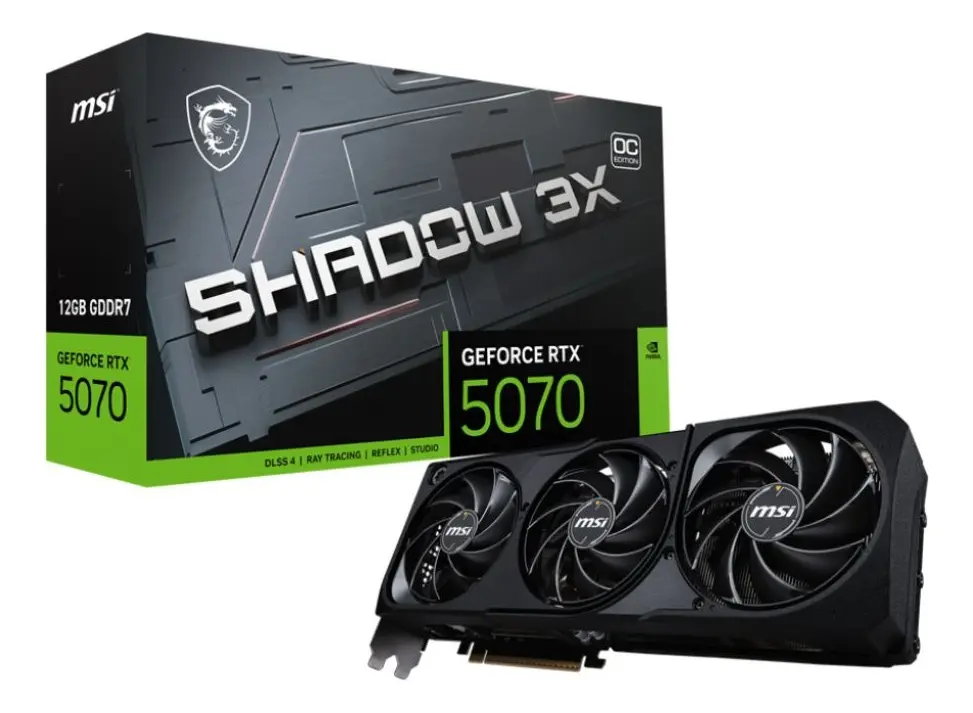 Placa De Video MSI GeForce RTX 5070 12GB GDDR7 Shadow 3X OC