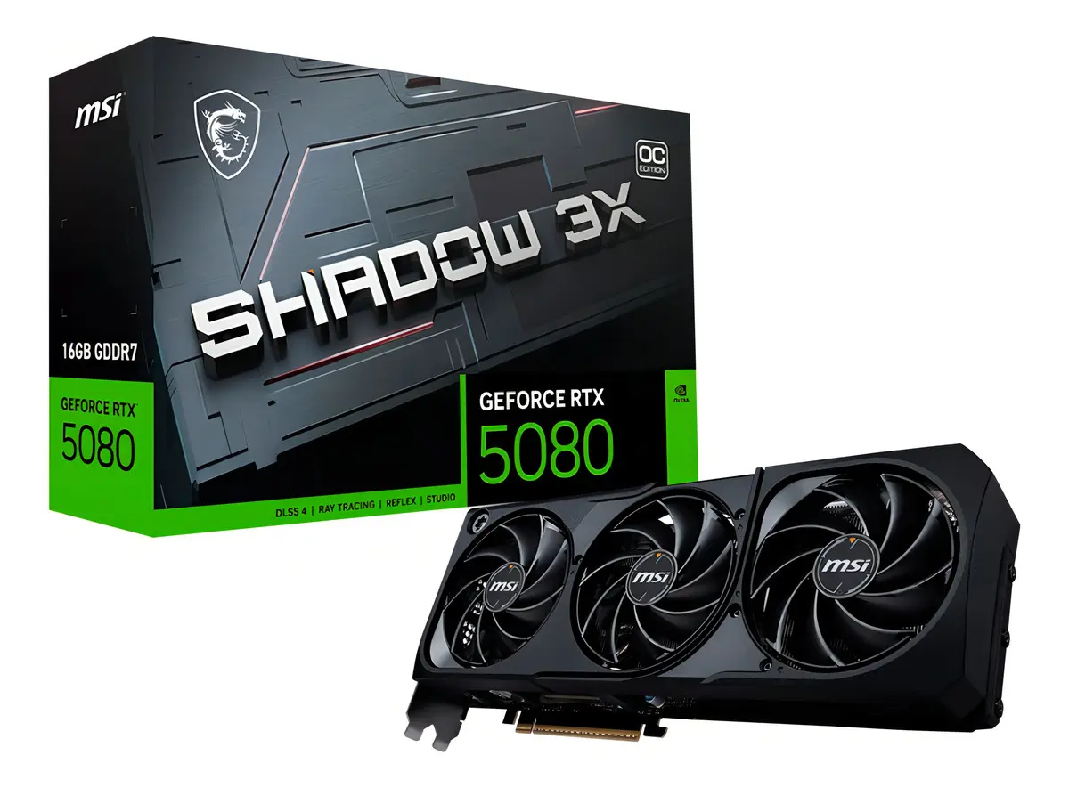 Placa De Video MSI GeForce RTX 5080 16GB GDDR7 Shadow 3X OC