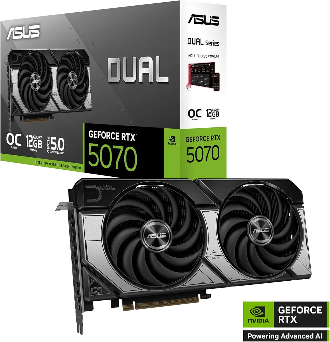 Placa De Video ASUS Dual GeForce RTX 5070 12GB GDDR7 OC Edition