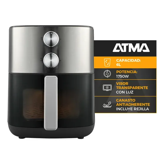 Freidora de Aire Atma Con Visor 6L Inox 1750W FR256MAIP
