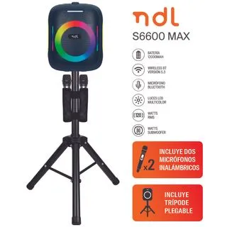 Parlante Port. NDL S6600 120w Bt Aux Rgb 2mic Pie