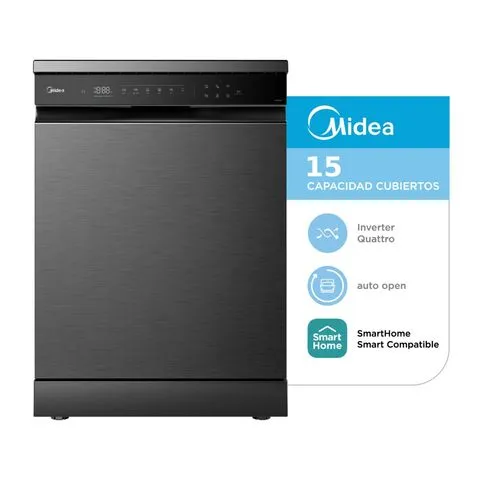 Lavavajillas Midea 15 Cubiertos De-415bar1 Negro 5+4 Programas