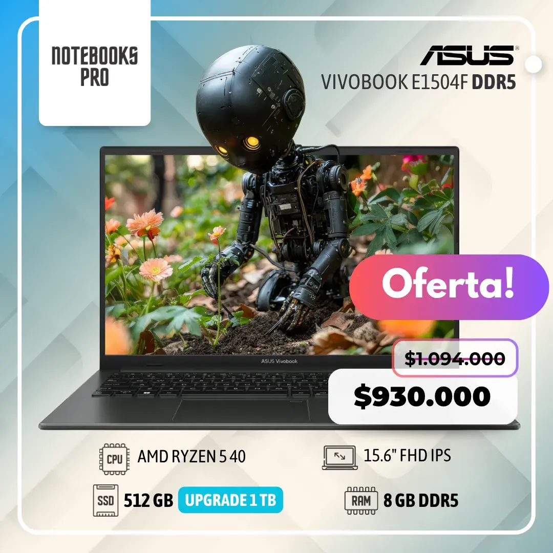 Notebook ASUS Vivobook E1504F Ryzen 5 7520U 8GB SSD 512GB FHD Win11