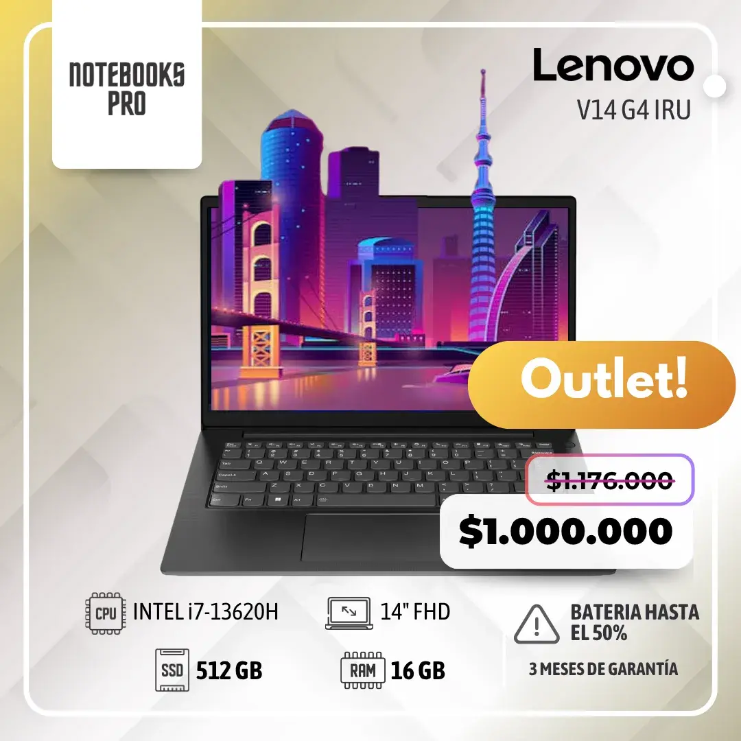 NOTEBOOK LENOVO V14 I7-13620H 16GB 512GB SSD 14" FHD W11 BLACK EK26
