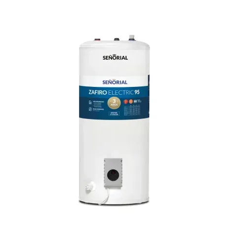 Termotanque SEÑORIAL Zafiro Eléctrico 95L Apoyar Colgar ConexSup Blanco 330006