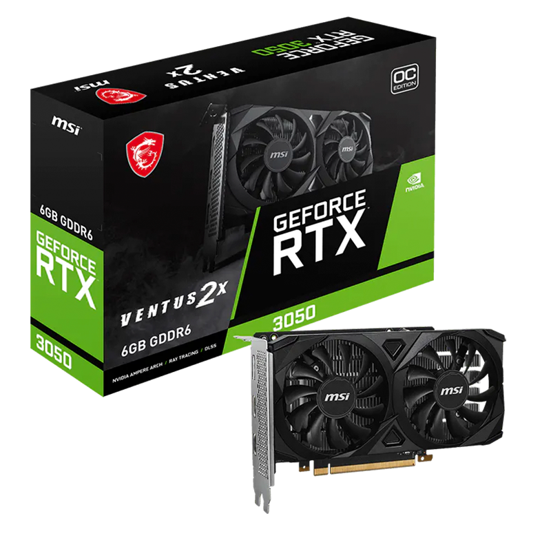 Placa de Video MSI GeForce RTX 3050 Ventus 2X OC 6GB