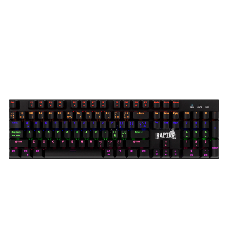 Teclado RAPTOR Fireclaw M104 Mecanico Retroiluminado Switch Red Outemu