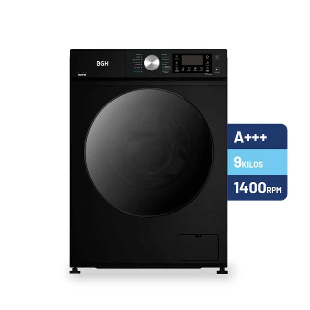 Lavarropas Automático BGH BWFS09N25AR 9Kg 1400rpm Inverter Negro