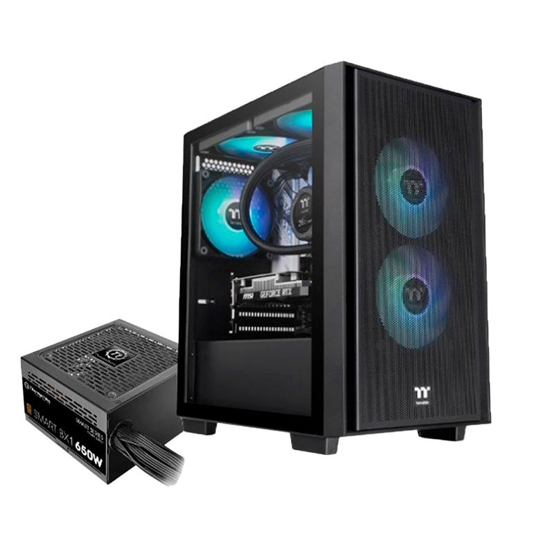 Gabinete THERMALTAKE Versa H16 TG x3 Fans RGB M-ATX + 650W 80+ Bronze BX1